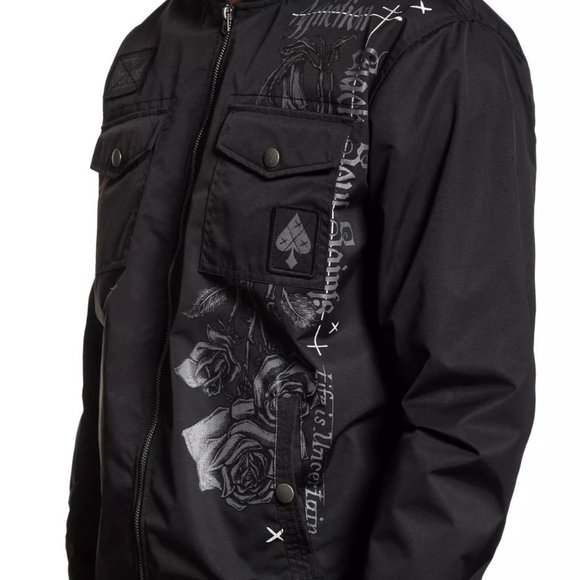 AFFLICTION MANIFEST BOMBER MEN'S JACKET Black Bike - Picture 10 of 13